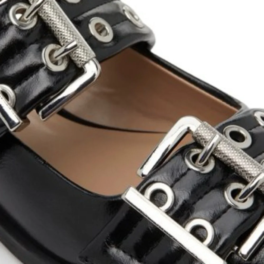 Mix No. 6 Sybel Flat black faux patent leather  silver hardware 9.5 nwot - Picture 9 of 16